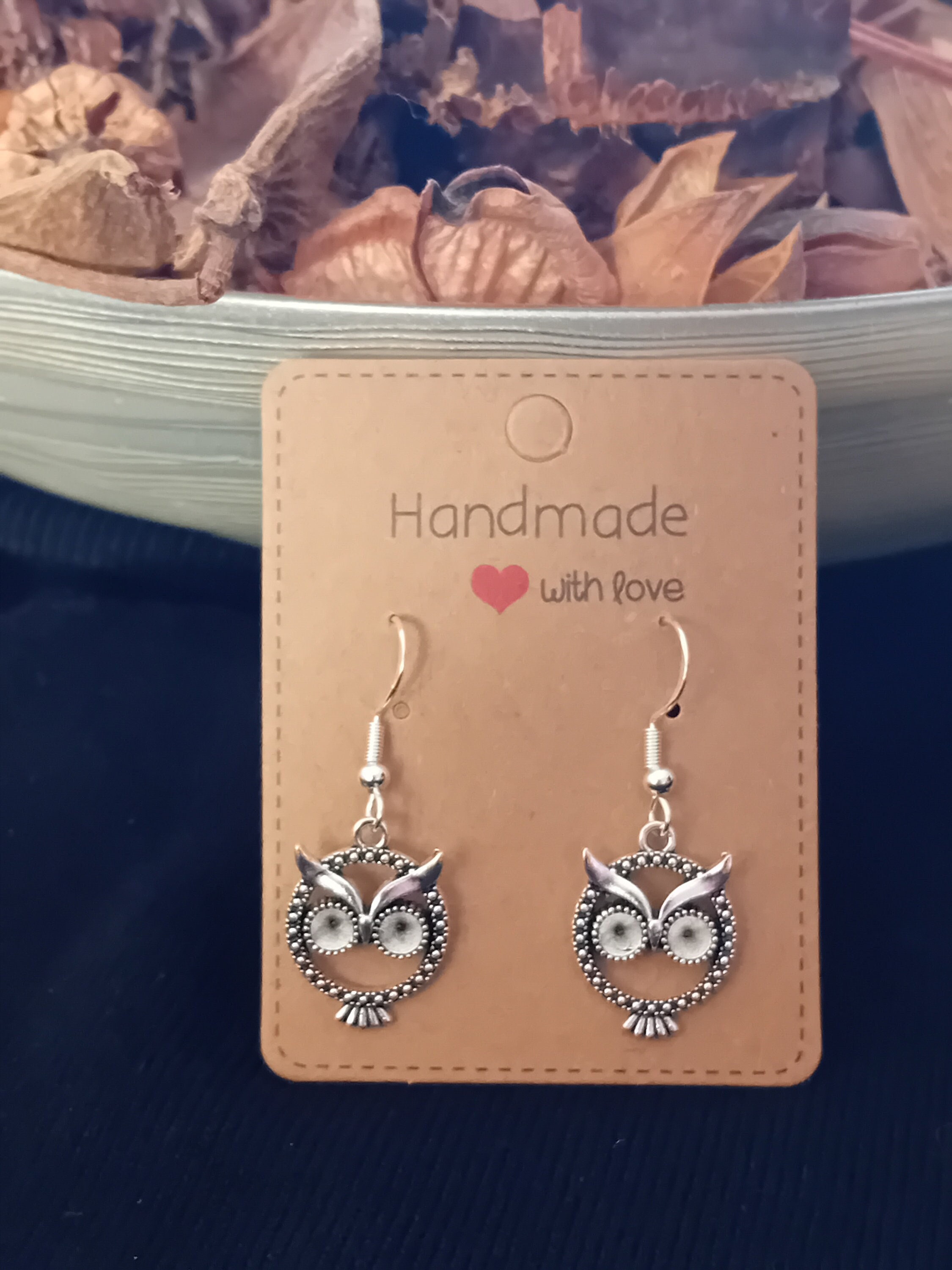 Owl Earrings Sterling Silver Drop Earrings
