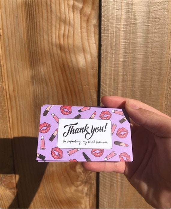 Thank You Lip Gloss Business Cards Etsy