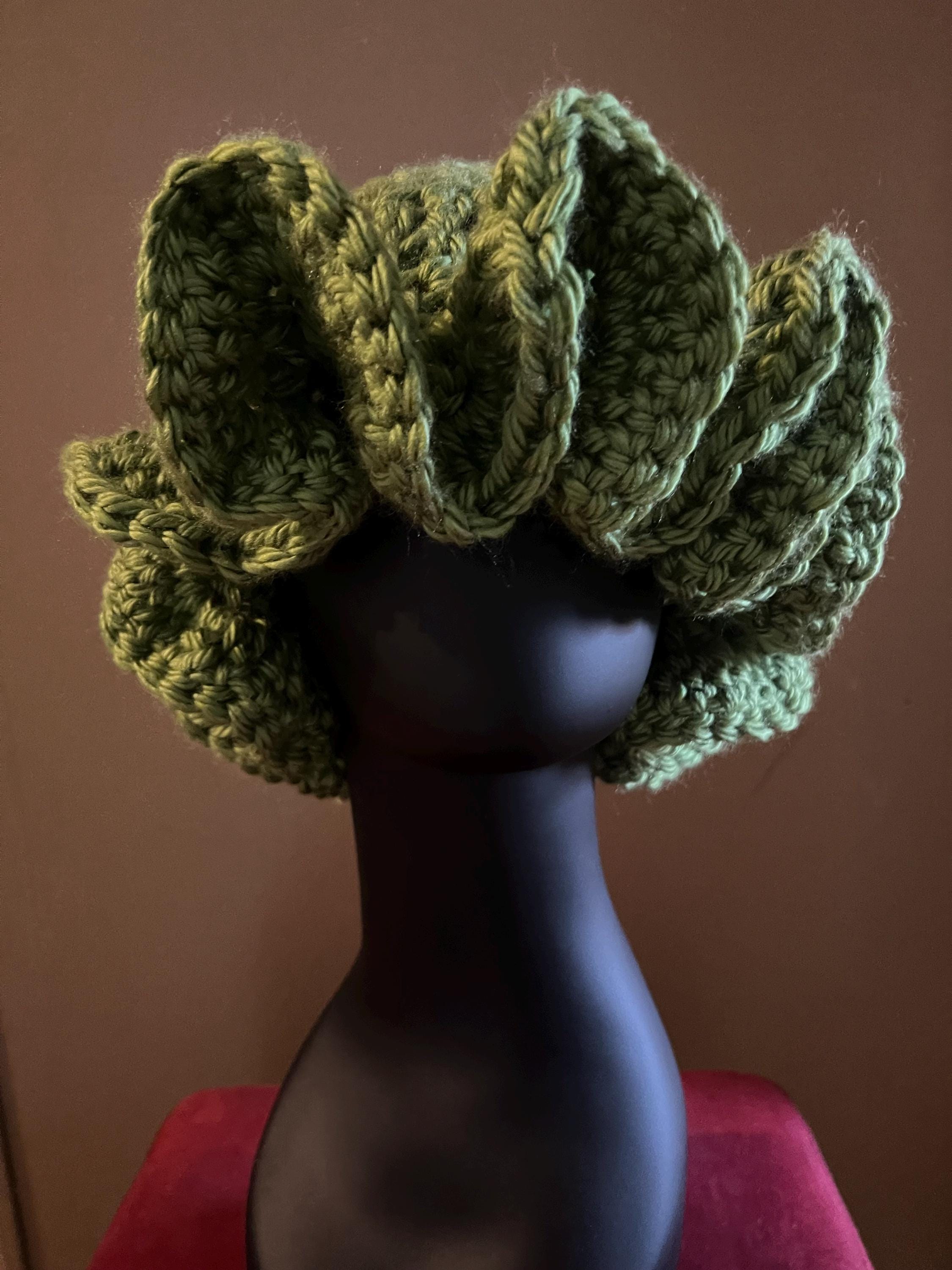 Green Handmade Crochet Ruffle Hat - Etsy