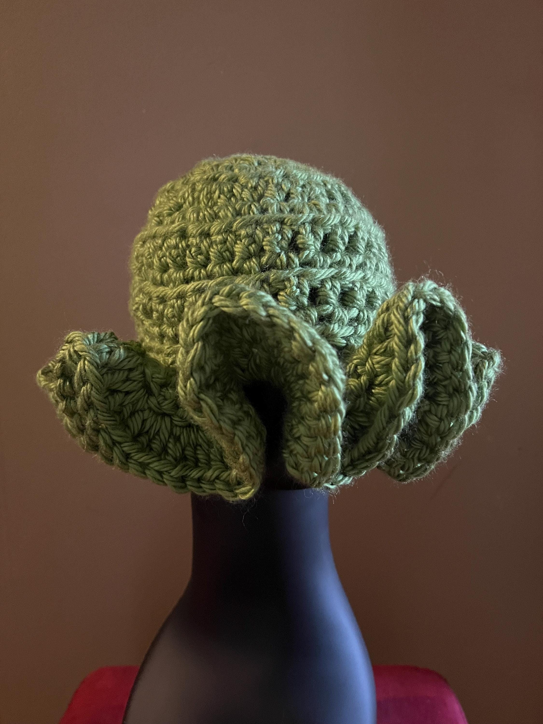 Green Handmade Crochet Ruffle Hat - Etsy