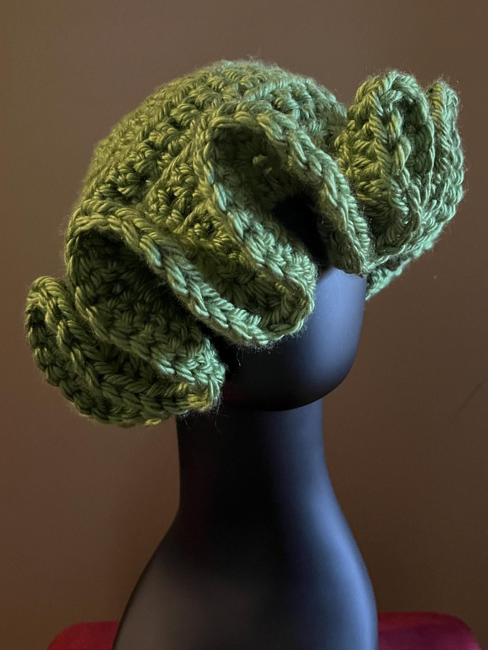 Green Handmade Crochet Ruffle Hat - Etsy
