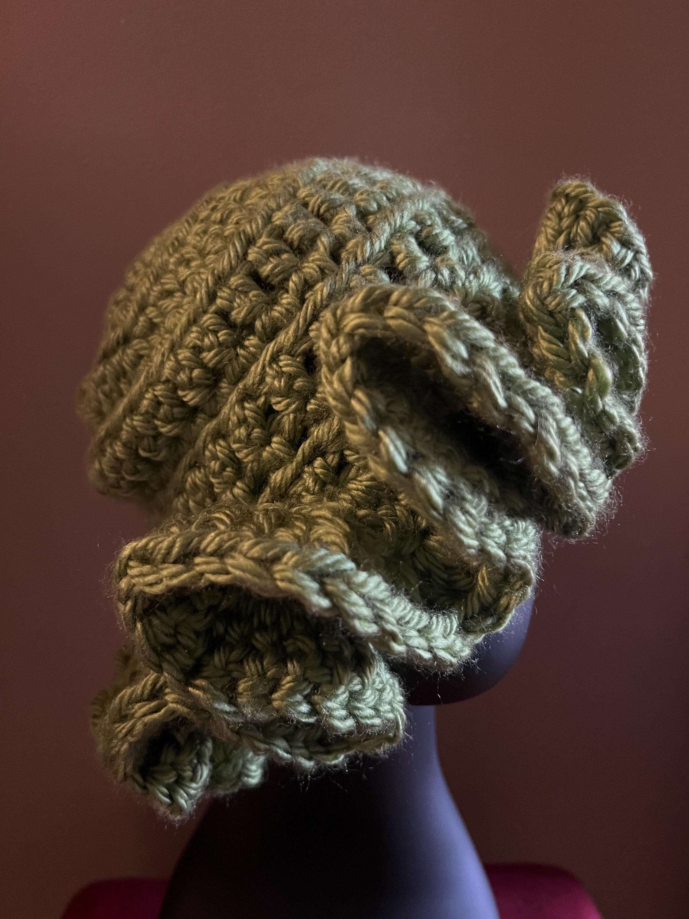 Green Handmade Crochet Ruffle Hat - Etsy