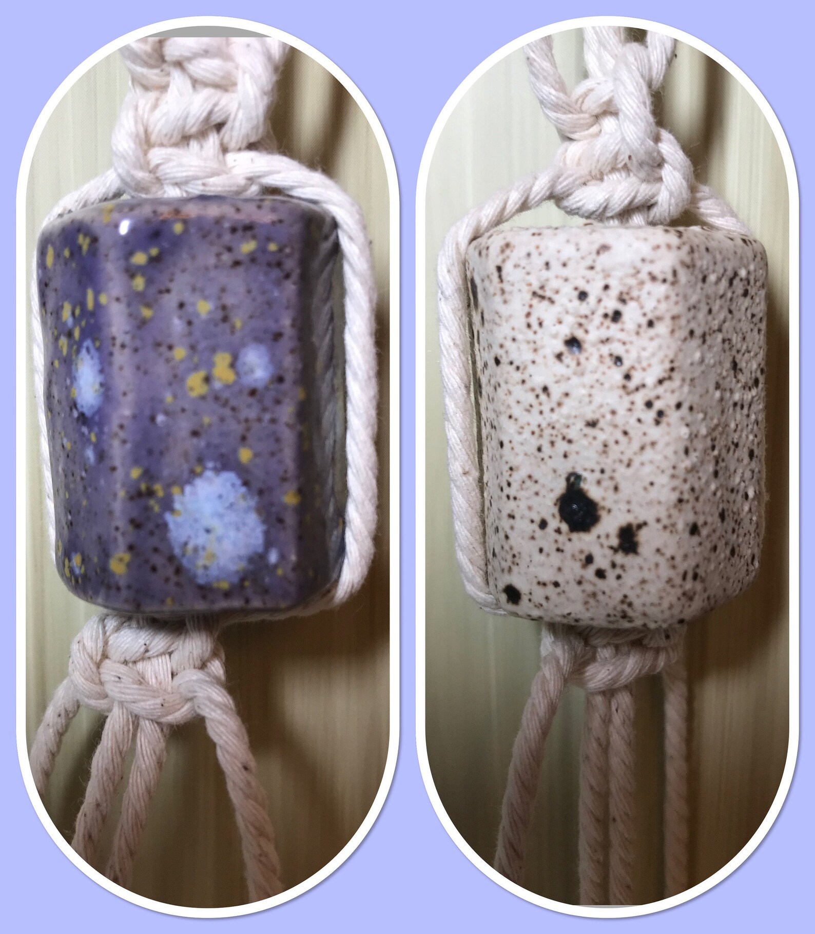 Ceramic Macrame Beads Handmade Hexagon 6 sided large hole Etsy