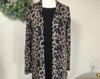 Womens Long Sweater Cardigan animal print cardigan sweater tunic wrap Small medium large extra large BOHEMIAN WESTERN