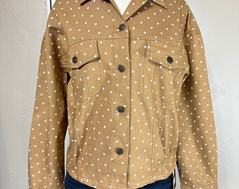 Tan Jacket Light Brown Jacket Polka Dot Twill Denim Jacket