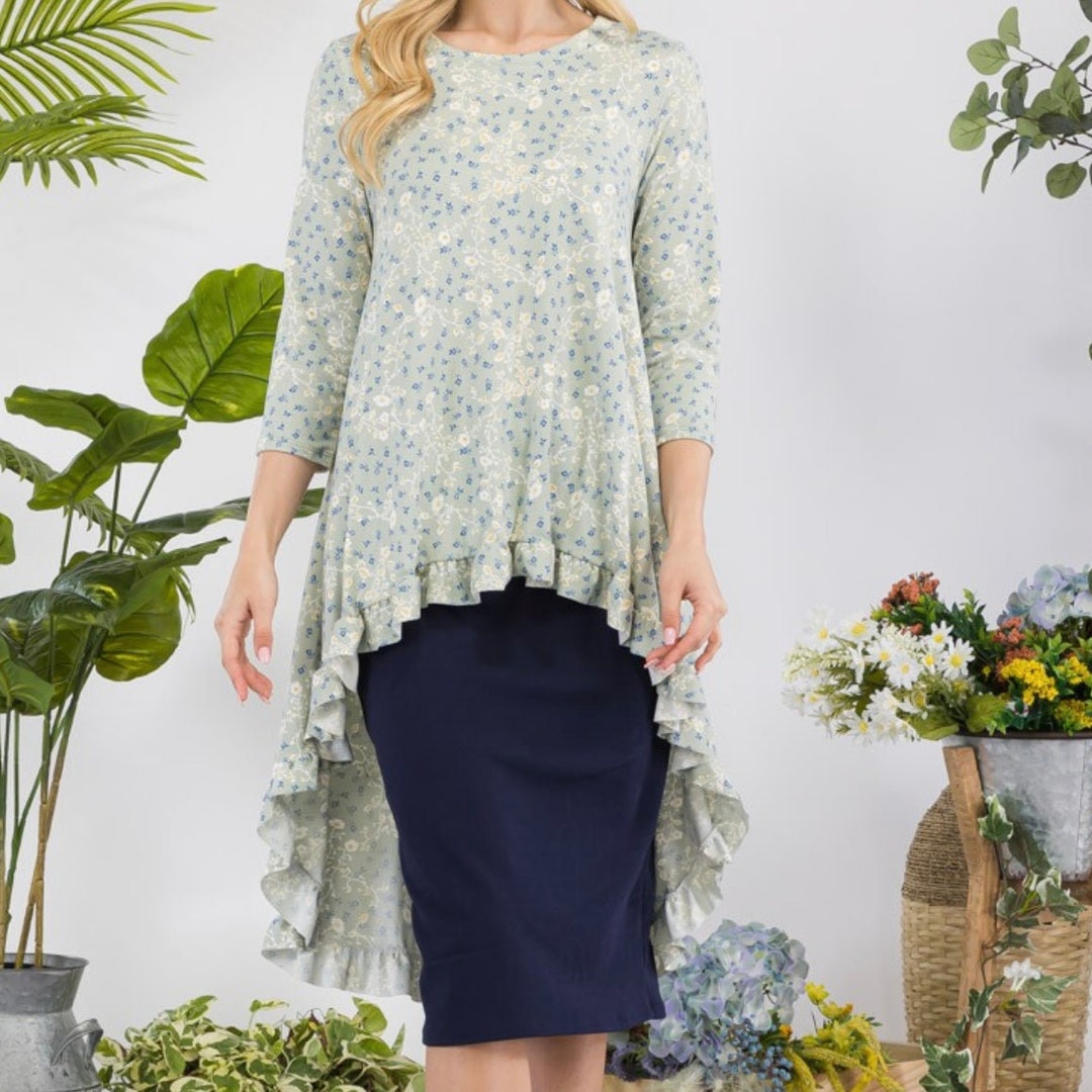 Women Sage green Liva Embroidery Tunic main image 0