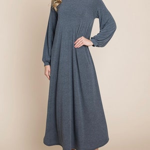 Liza Lou's BomBom Flowy Gray Comfortable Dress