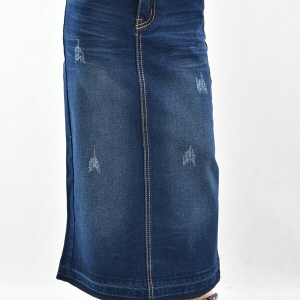 Girl's Denim Skirt Maxi Girl's Long modest skirt Maxi Blue Jean Denim Skirt