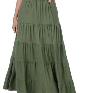 Jayda Long Skirt Long Tiered Modest Skirt  Bohemian Skirt Maxi Skirt Elastic Waist Skirt