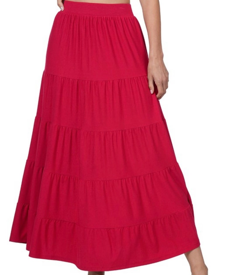 Jayda Long Skirt Long Tiered Modest Skirt  Bohemian Skirt Maxi Skirt Elastic Waist Skirt