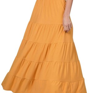 Jayda Long Skirt Long Tiered Modest Skirt  Bohemian Skirt Maxi Skirt Elastic Waist Skirt