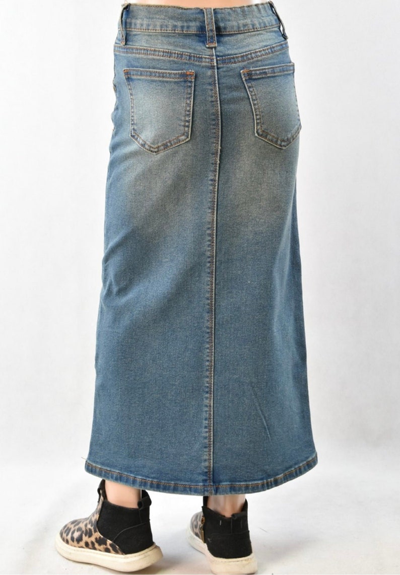 Objthylane Long Denim Skirt Medium Blue Denim