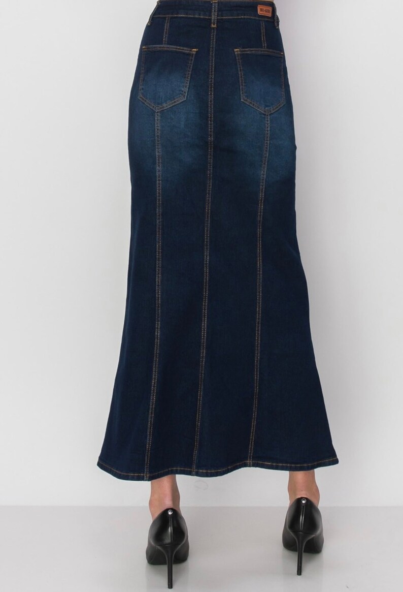 Jupe Longue En Jean Denim & Co - Taille 12, Taille élastique, Style Décontracté, Bleu Denim