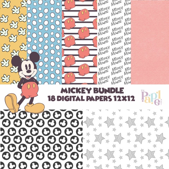 Papel Digital Vintage Mickey Mouse, Patrón estampado vintage, Patrones  Mickey Mouse, papeles scrapbook, fondo mickey