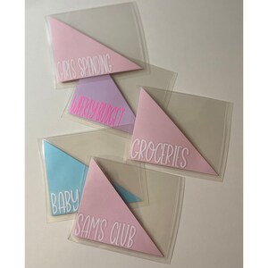 Sobres para efectivo laminados en miniatura con corte diagonal / Vinilo etiquetado Categorías / Personalizables / Presupuesto / Monedero / Sistema de sobres para efectivo