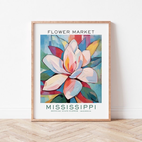 Mississippi State Flower Print, Mississippi Flower Market Print, Magnolia Art Print, Floral Print, Matisse Floral Print, Digital Download