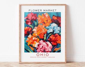 Ohio State Flower Print, Ohio Flower Market Print, Carnation Art Print, Floral Art Print, Matisse Floral Print, Digital Download