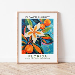 Impresión de flores del estado de Florida, Impresión del mercado de flores de Florida, Impresión de azahar, Impresión de arte floral, Impresión floral de Matisse, Descarga digital