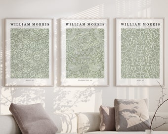 Moderne William Morris Kunstdrucke, Vintage Tapetendesign, 3er-Set Wanddekoration, Wohnzimmer Galerie Wandkunst, minimalistische Dekoration