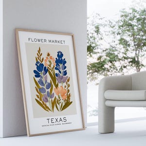 Texas State Flower Print, Texas Flower Market Print, Bluebonnet Art ...