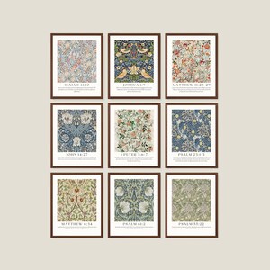 William Morris Bible Verse Wall Art Set Christian Botanical Prints Vintage Scripture Prints  Faith-Based Printable Religious Decor 241064-2
