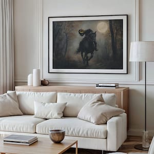 Headless Horseman Wall Art Sleepy Hollow Vintage Halloween Decor Dark Academia Moody Autumn Painting Pumpkin Head Poster 241077-10 image 4
