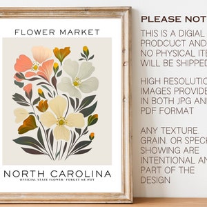 North Carolina State Flower Print, North Carolina Flower Market Print ...
