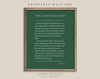 クリスマス物語の聖句ウォールアート ルカによる福音書 2:7-11 聖句プリント 5色（赤、緑、青、茶）ニュートラルなホリデーデコレーション 251118