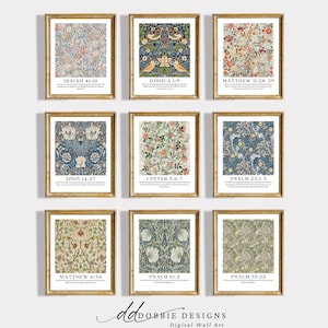 William Morris Bible Verse Wall Art Set Christian Botanical Prints Vintage Scripture Prints  Faith-Based Printable Religious Decor 241064-2
