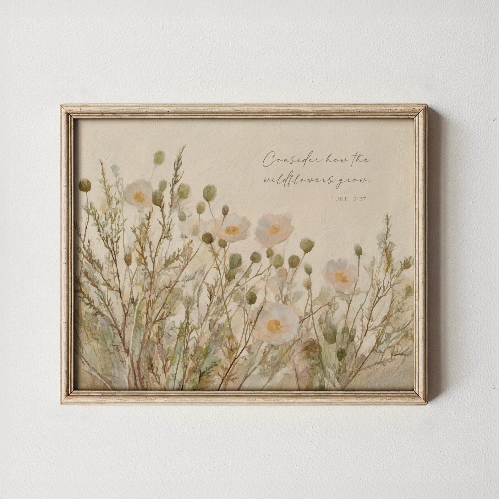 Wildflower Bible Verse Wall Art Luke 12:27 Scripture Print Consider the ...