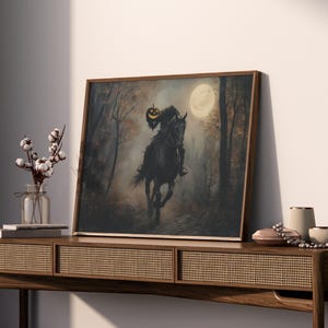 Headless Horseman Wall Art Sleepy Hollow Vintage Halloween Decor Dark Academia Moody Autumn Painting Pumpkin Head Poster 241077-10 image 8