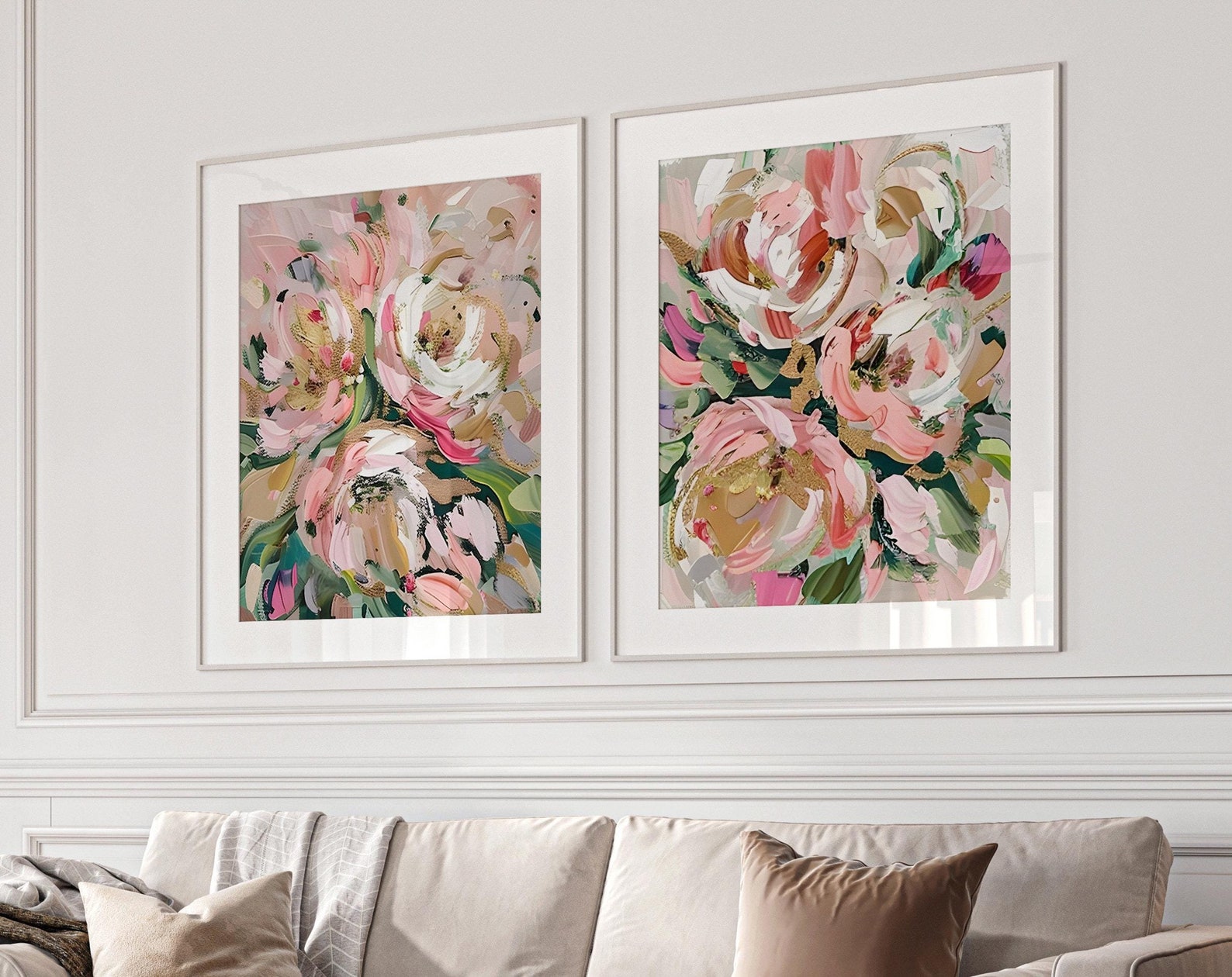 Abstract Floral Art Prints Modern Abstract Art Flower Wall Decor Set of ...