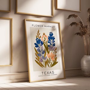 Texas State Flower Print, Texas Flower Market Print, Bluebonnet Art ...