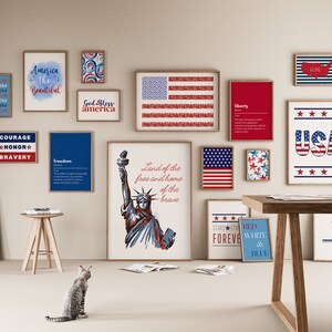 Patriotic Wall Art Set of 54 Independence Day Posters 4th of July Decor ...