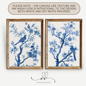 Blue Chinoiserie Set of 3 Prints Chinoiserie Wall Art Vintage Blue ...