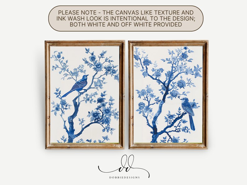 Blue Chinoiserie Set of 3 Prints Chinoiserie Wall Art Vintage Blue ...
