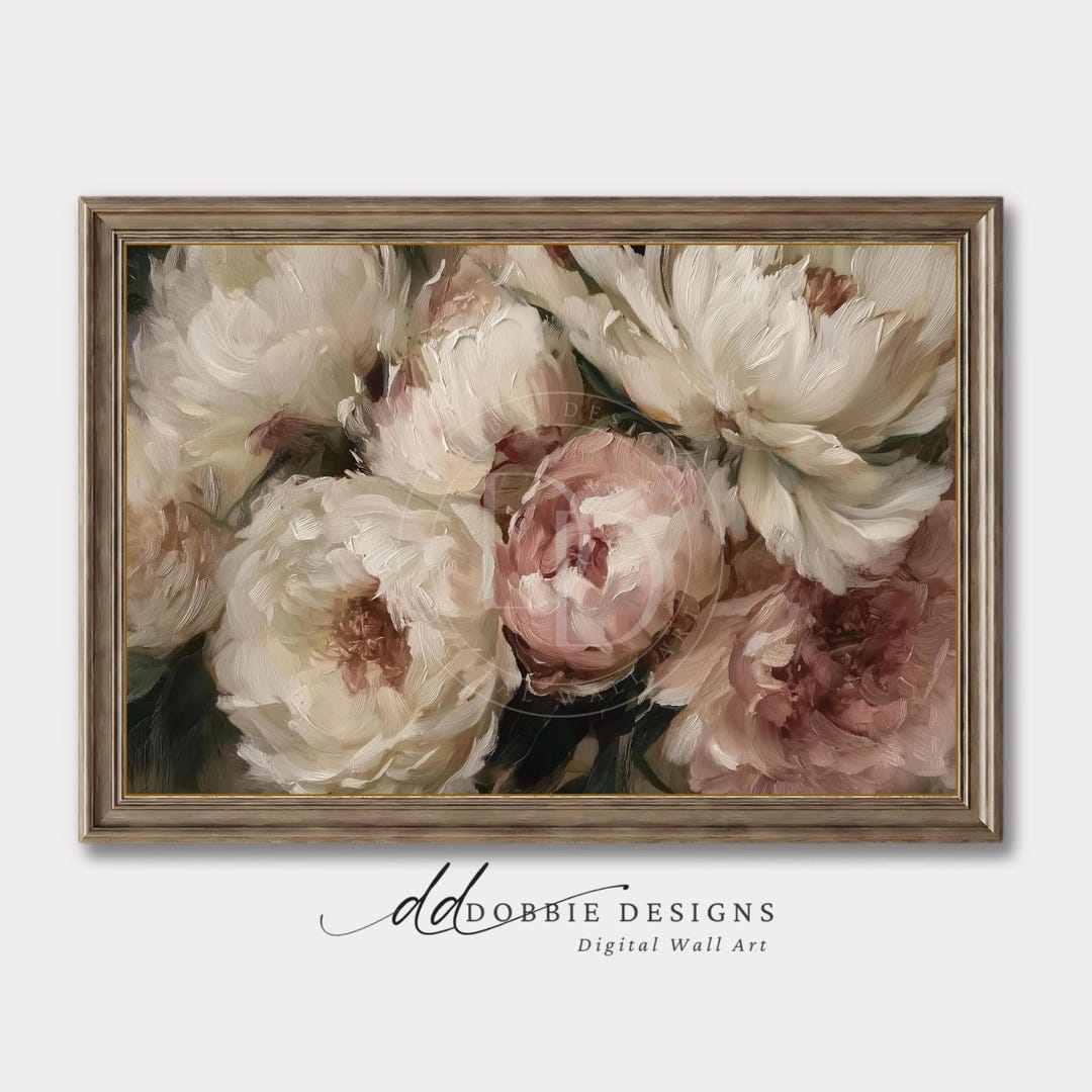 Vintage Rose Floral Wall Art Printable Romantic Neutral Flower Painting ...