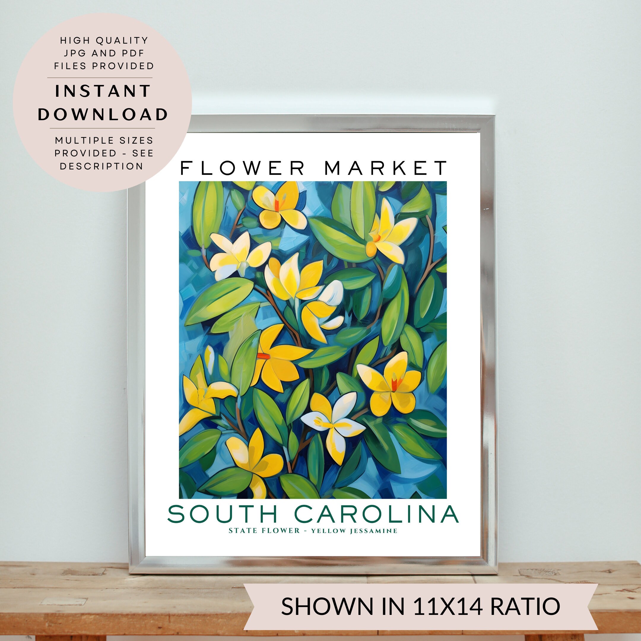 South Carolina State Flower Print South Carolina Flower - Etsy