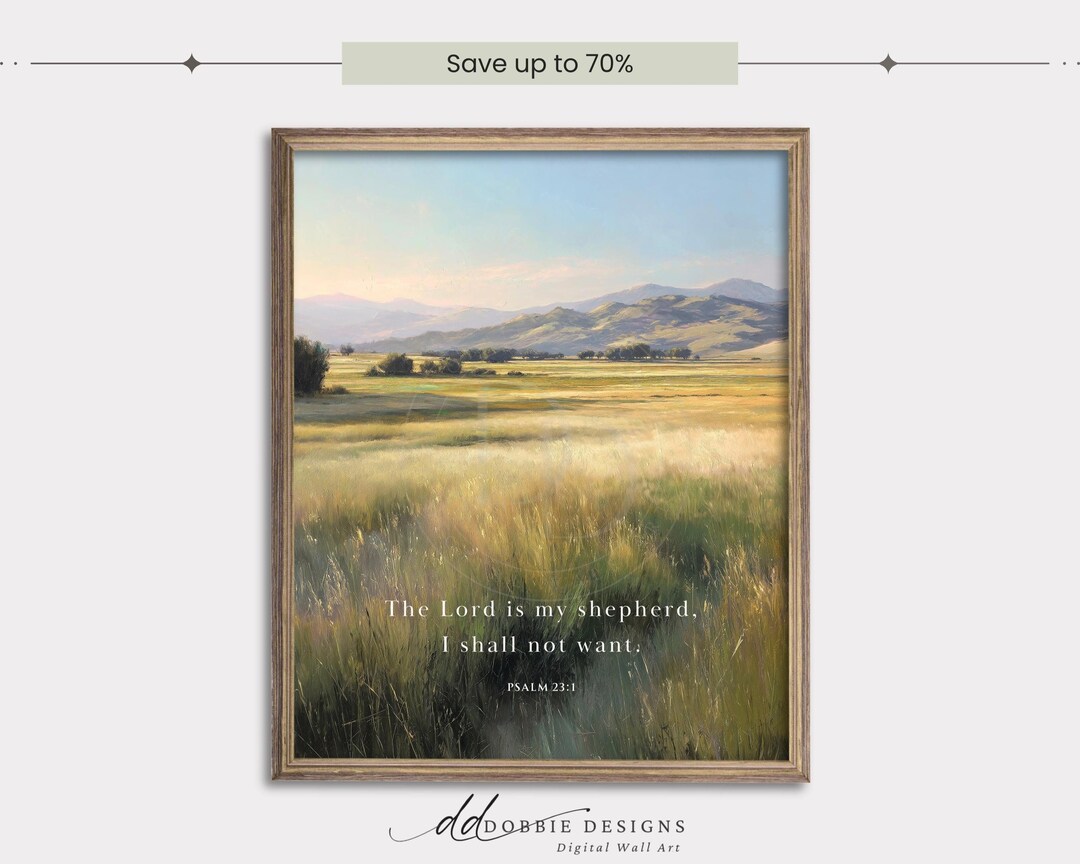 Psalm 23 Wall Art Print the Lord is My Shepherd Neutral Landscape Bible ...