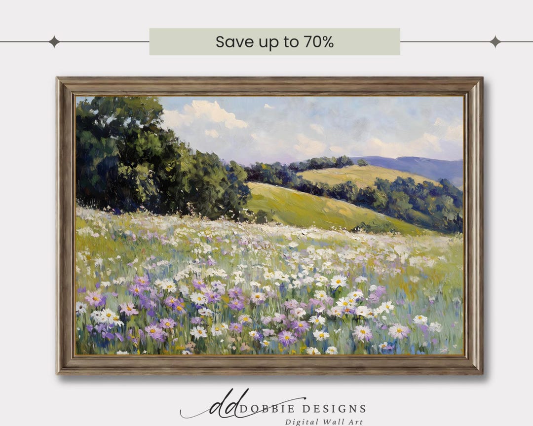 Wildflower Meadow Landscape Print Summer Country Field Painting ...