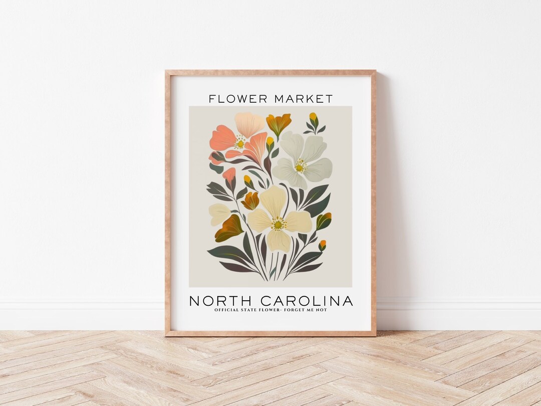 North Carolina State Flower Print, North Carolina Flower Market Print ...