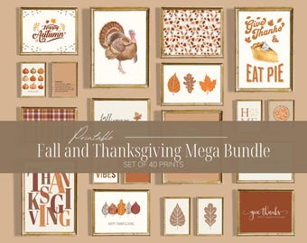 Thanksgiving Gallery Wall Art, Fall and Thanksgiving Mega Bundle, Autumn Print Collection, Fall and Thanksgiving Decoration Set of 40 241080