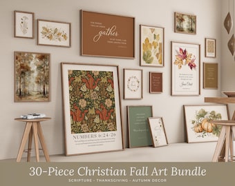 Christian Thanksgiving Wall Art Bundle 30 Fall Scripture Prints for Gallery Wall Decor Autumn Faith Printable Art Give Thanks Decor 260150