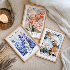 Lot de 12 fleurs pour le mois de naissance, oeuvre d'art murale florale neutre, cadeau pour le mois de naissance, impression du mois de naissance, impression du marché aux fleurs, impression de fleurs de naissance image 9