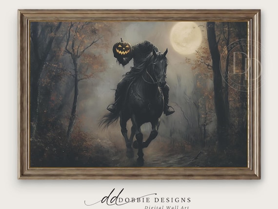 Dark Moody Aesthetic Halloween Headless Horseman Dark Academia Printable Cottagecore Arts Gothic Print Vintage Halloween Printable 241077-10