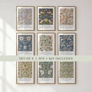 William Morris Bible Verse Wall Art Set Christian Botanical Prints Vintage Scripture Prints  Faith-Based Printable Religious Decor 241064-2