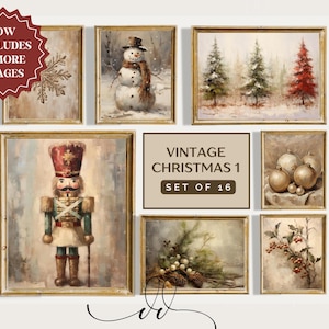 Christmas Gallery Wall Set of 32 Winter Gallery Set Vintage Winter Art Set Downloadable Winter Art Winter Gallery Print Vintage Christmas