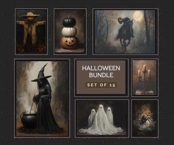 Dark Moody Aesthetic Halloween Gallery Wall Dark Academia Bundle Cottagecore Arts Set of 15 Gothic  Printables Cottagecore Aesthetic 241077