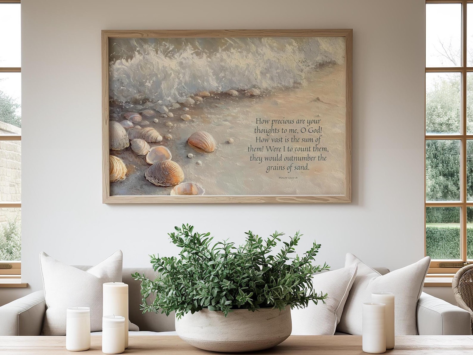 Psalm 139:17-18 Bible Verse Print Coastal Scripture Wall Art Grains of ...