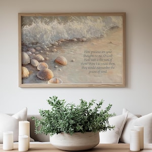 Psalm 139:17-18 Bible Verse Print Coastal Scripture Wall Art Grains of ...